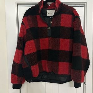 American eagle buffalo plaid fleece pullover size medium